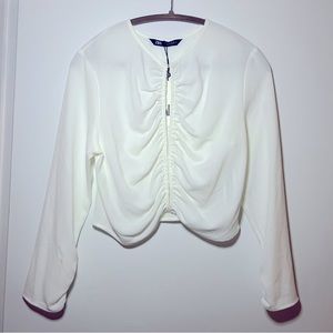 NWT Zara White Button Down Keyhole Top